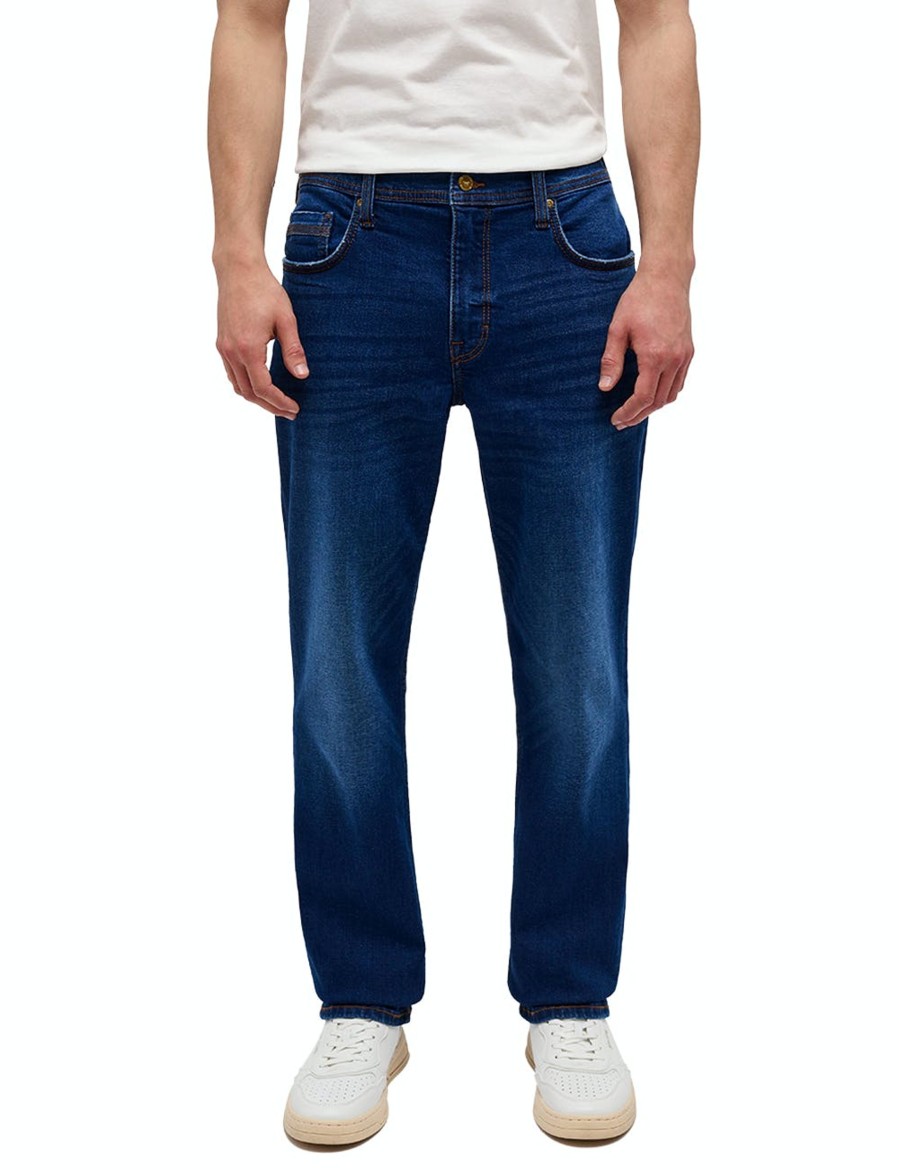 Herren Mustang | Mustang Jeans Washington Straight Fit Mid Blue Used Extra Lang