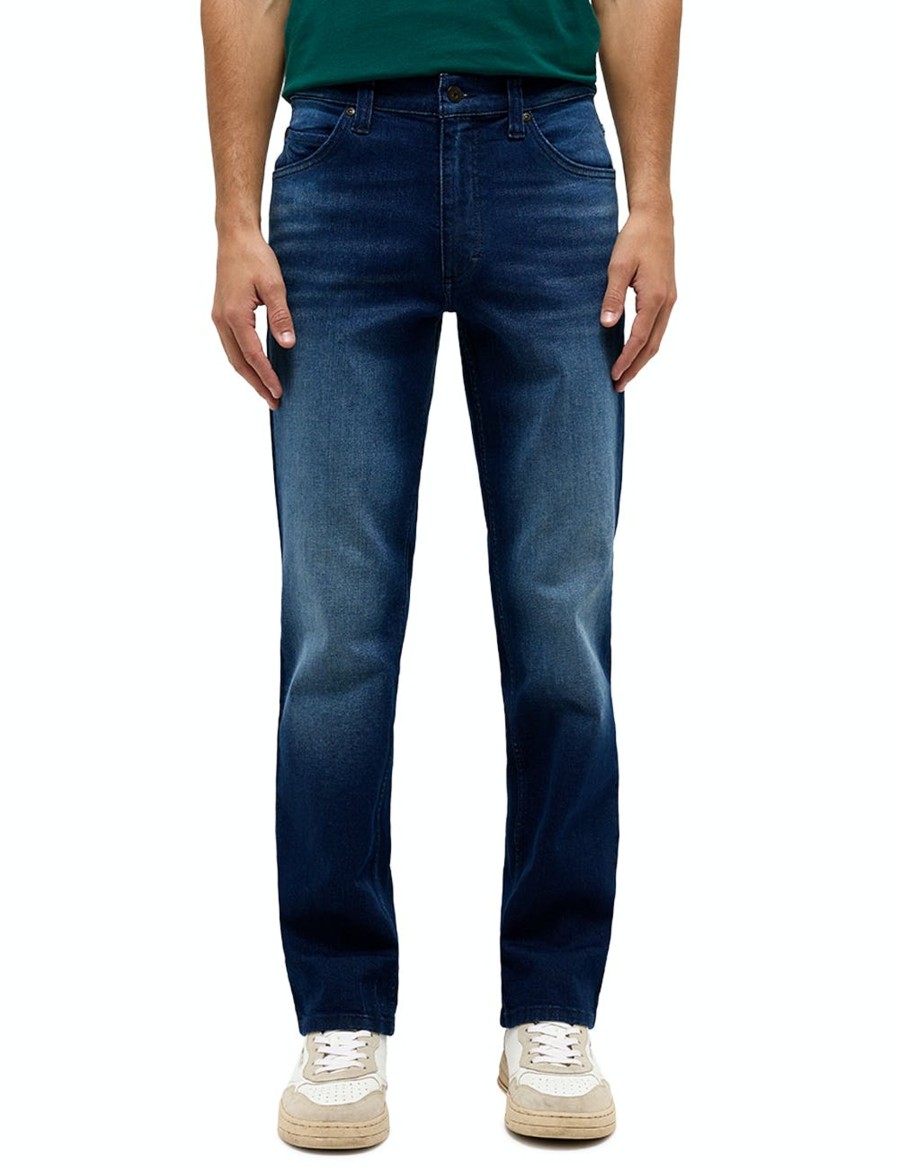 Herren Mustang | Mustang Jeans Tramper Straight Fit Authentice Blue Used Extra Lang