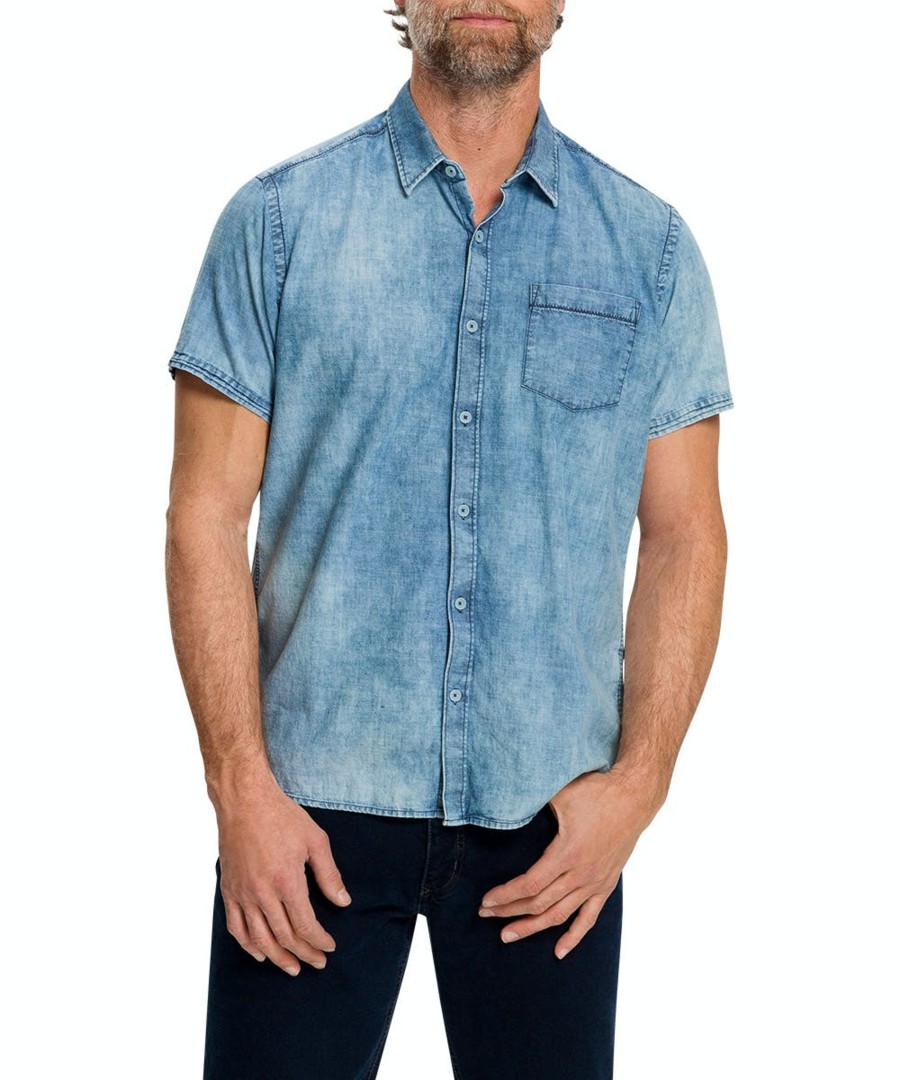 Herren Pioneer Jeans | Pioneer Hemd Kent Indigo Washed