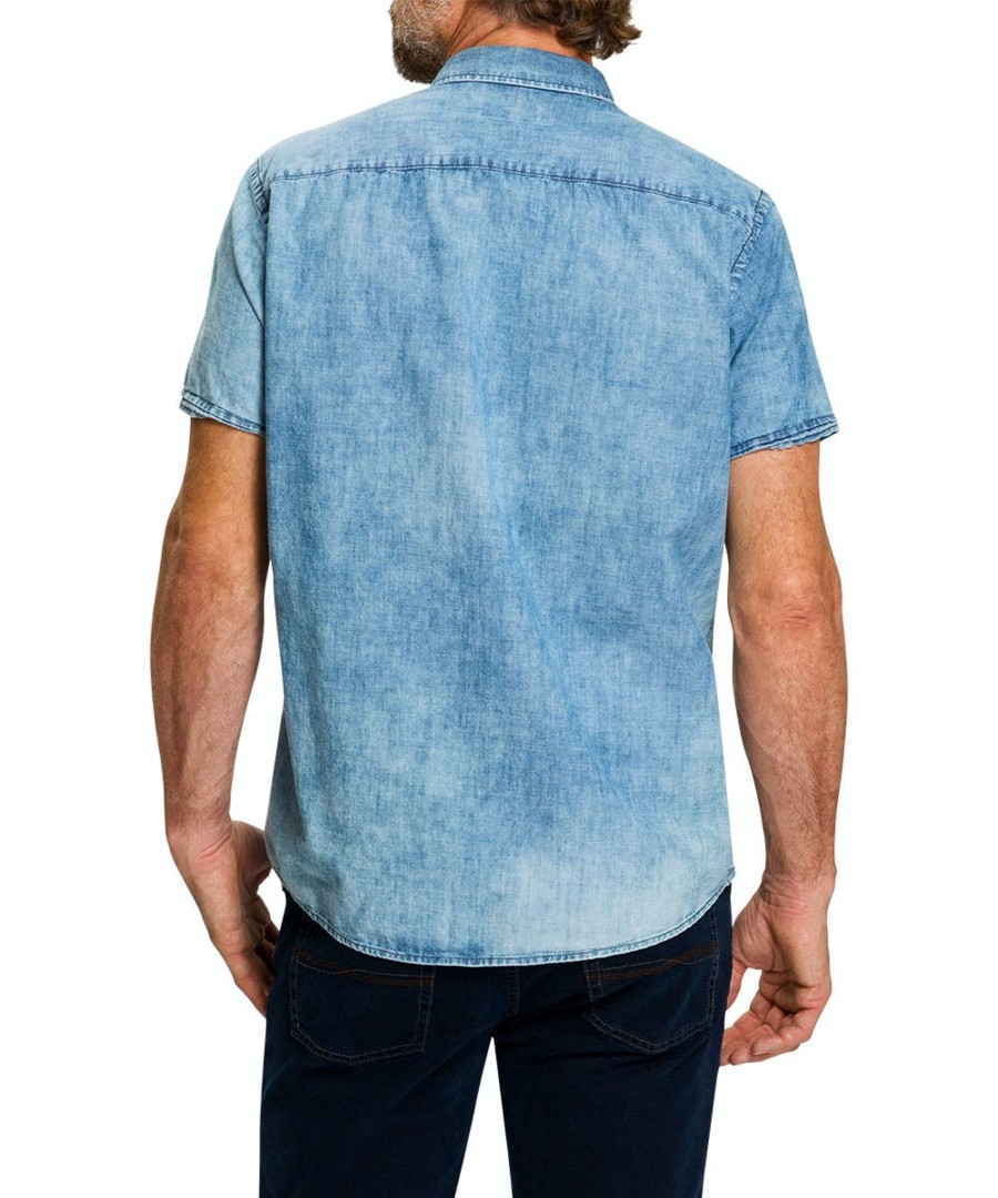 Herren Pioneer Jeans | Pioneer Hemd Kent Indigo Washed