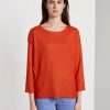 Damen Tom Tailor | Tom Tailor Geripptes Oversized Shirt Red