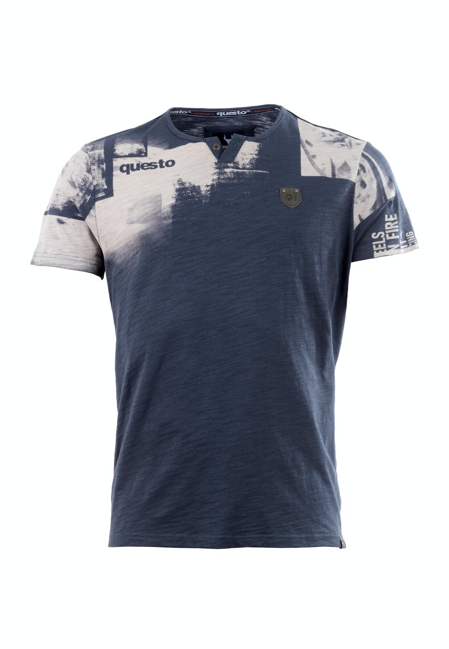 Herren Questo | Questo Shirt Fabricius Teal Blue