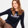 Damen Street One | Street One Shirt Mine Wording Dark Blue