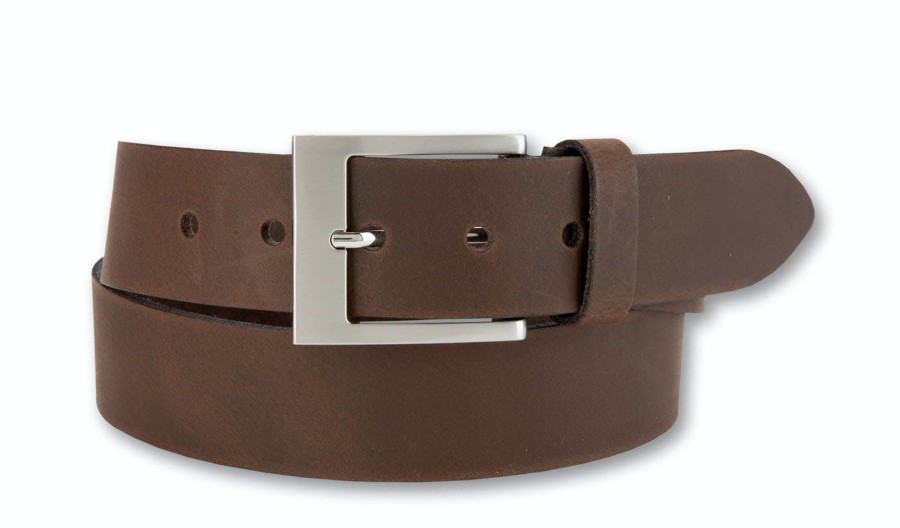 Herren Bernd Gu00f6tz | Bernd Gu00F6Tz 4 Cm Pull-Up-Ledergu00Fcrtel Dunkelbraun