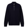 Herren Tom Tailor | Tom Tailor Stehkragenpullover Structured Knit Dunkelblau