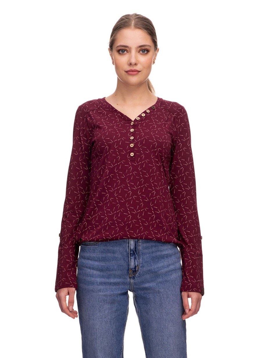 Damen Ragwear | Ragwear Langarmshirt Pinchi Dots Weinrot