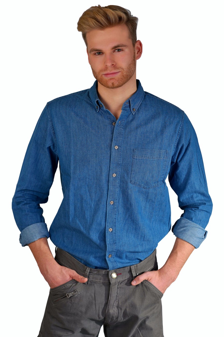 Herren Kera Collection | Kera Collection Herren Jeanshemd Denim Blue Denim