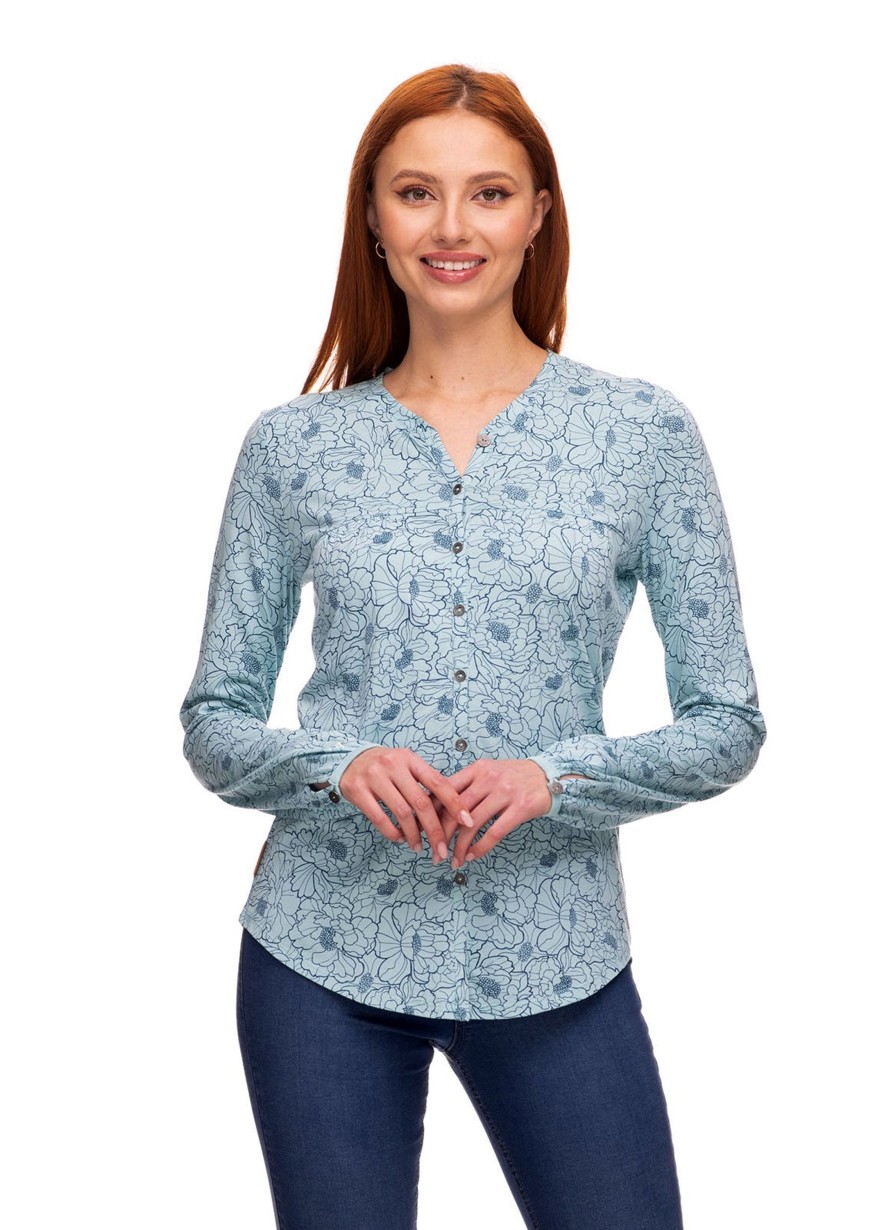 Damen Ragwear | Ragwear Bluse Zofka Flower Organic Light Aqua