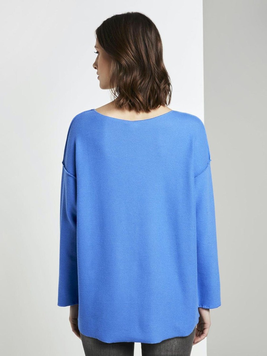 Damen Tom Tailor | Tom Tailor Geripptes Oversized Shirt Blue