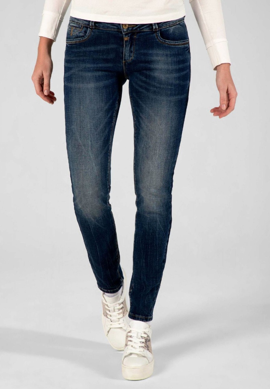 Damen Timezone | Timezone Damenjeans Slim Enyatz Blue Worn Out Wash