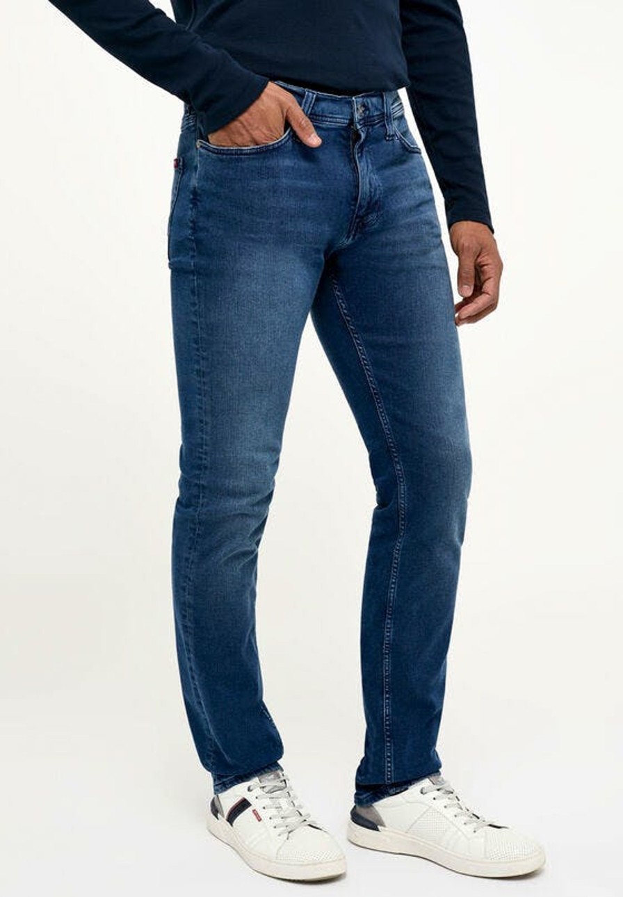 Herren Mustang | Mustang Vegas Jeans Slim Fit Extra Lang Ocean Blue Used