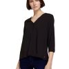 Damen Tom Tailor Denim | Tom Tailor Denim Bluse Vneck Schwarz