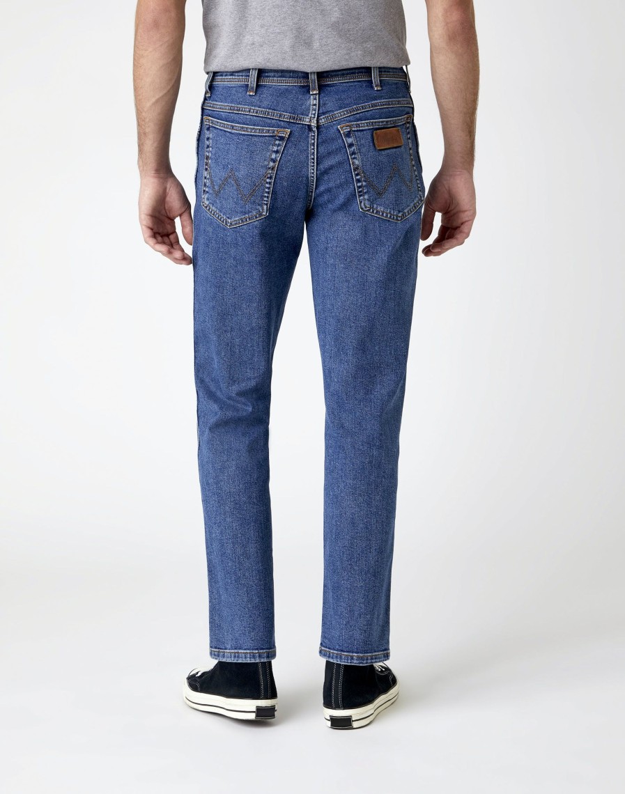 Herren Wrangler | Wrangler Texas Stretch Mittelblau Stonewash