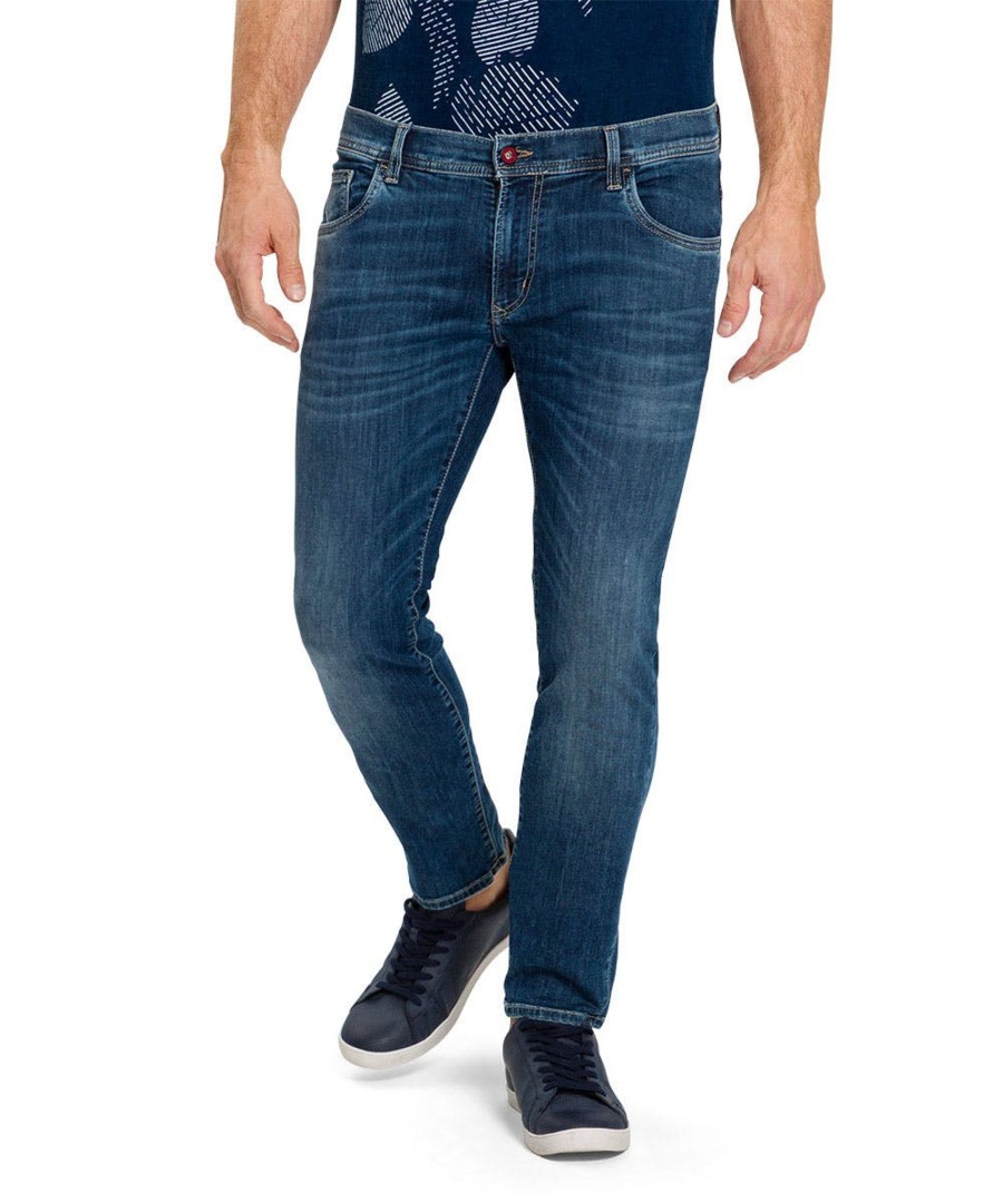 Herren Pioneer Jeans | Pioneer Jeans Ryan Regular Fit Extra Lang Blue Used Buffies