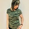 Damen Munich Freedom | Munich Freedom Kurzarm Shirt Mit Zebra-Print Khaki