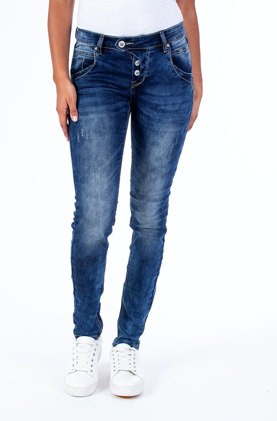 Damen Blue MonClearance | Blue Monkey Jeans Manie 3581 Skinny Fit Mid Blue