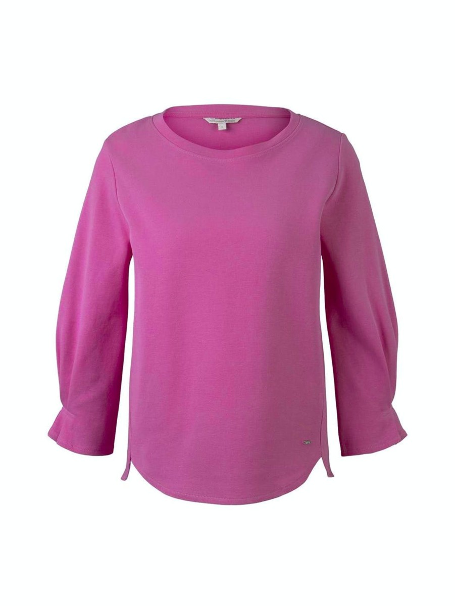 Damen Tom Tailor | Tom Tailor Sweatshirt Mit U00C4Rmeldetail Pink