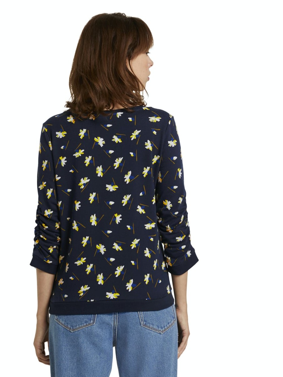 Damen Tom Tailor Denim | Tom Tailor Denim Pullover Flower Navy