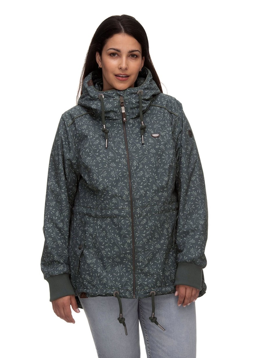 Damen Ragwear | Ragwear U00Dcbergangsjacke Dankka Bloom Plus Dark Green