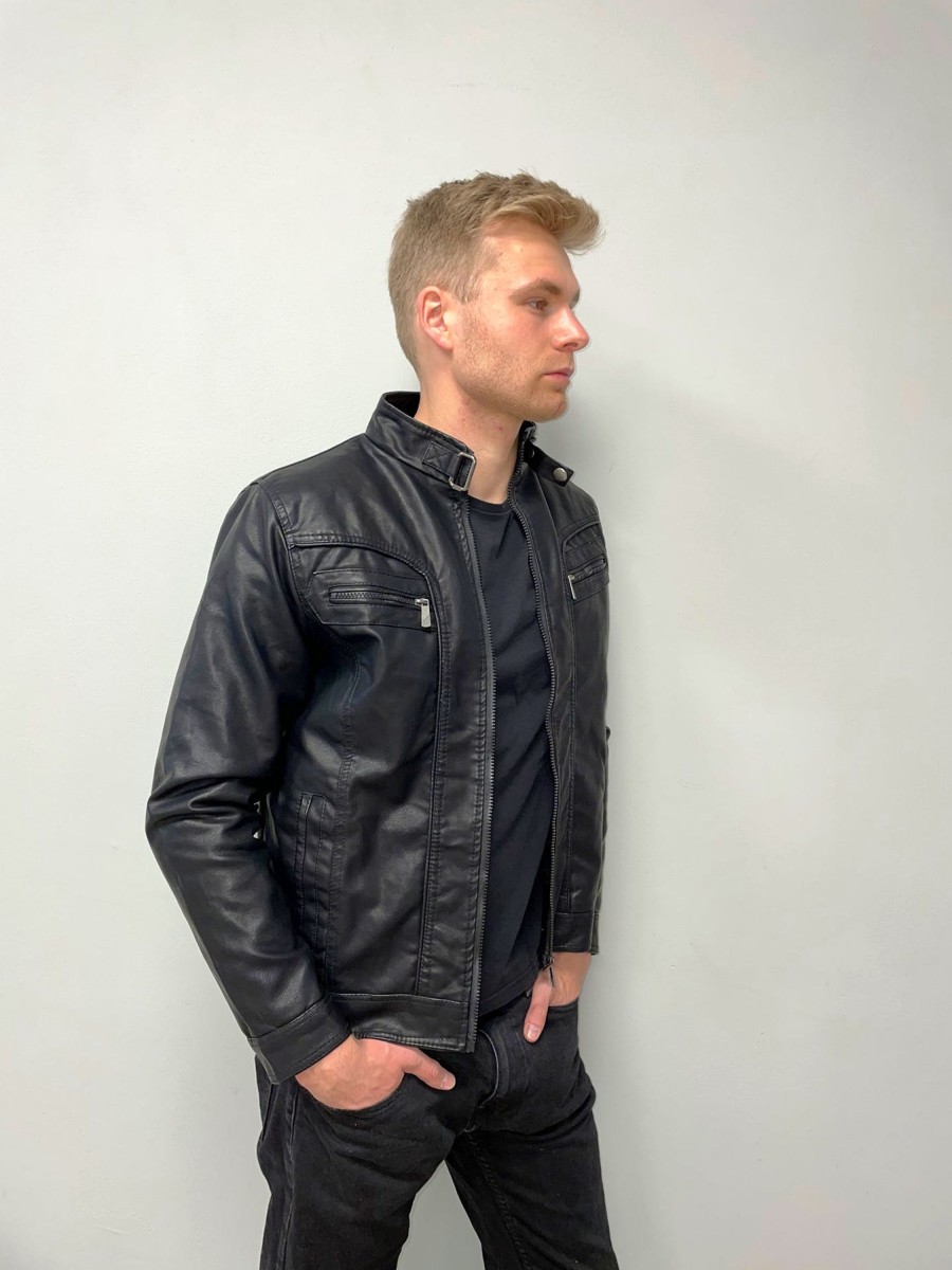 Herren Kera Collection | Kera Collection Lederjacke Black