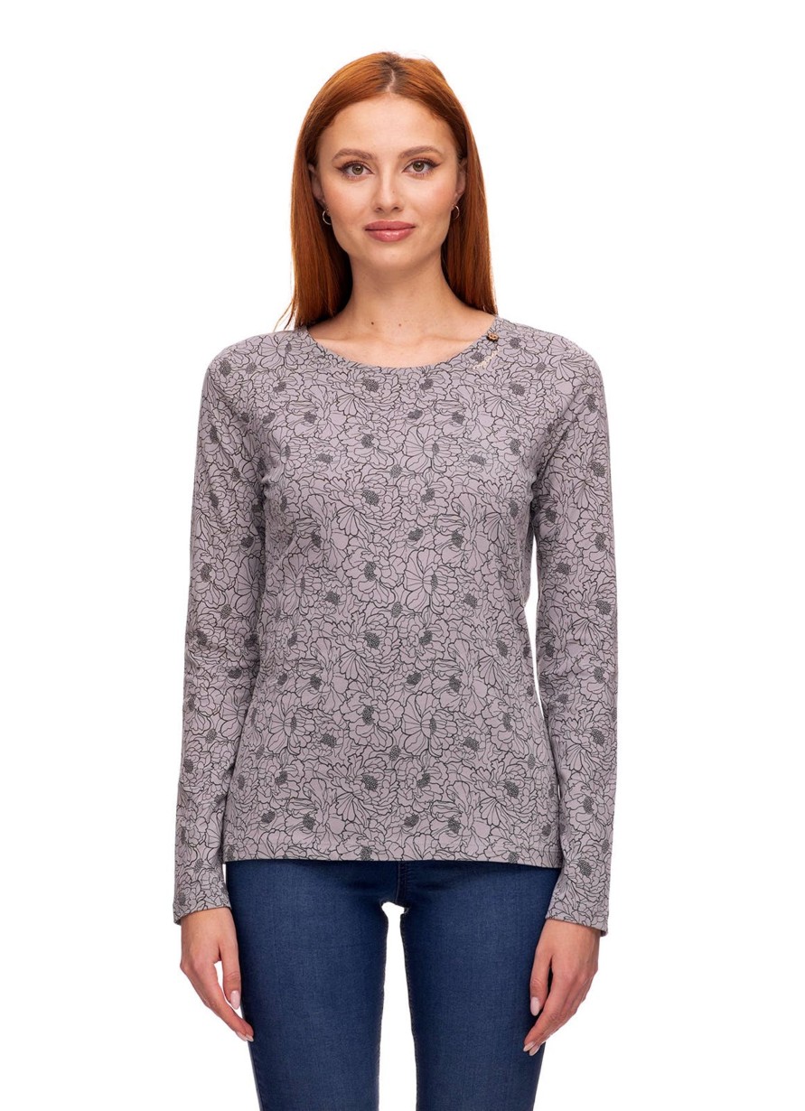 Damen Ragwear | Ragwear Langarmshirt Florah Long Print Organic Light Grey