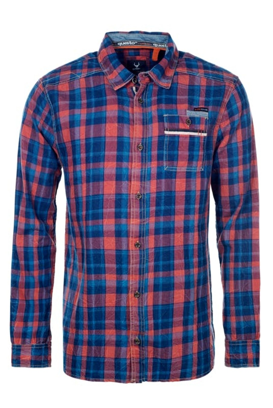 Herren Questo | Questo Flanellhemd Chuck Rot/Blau