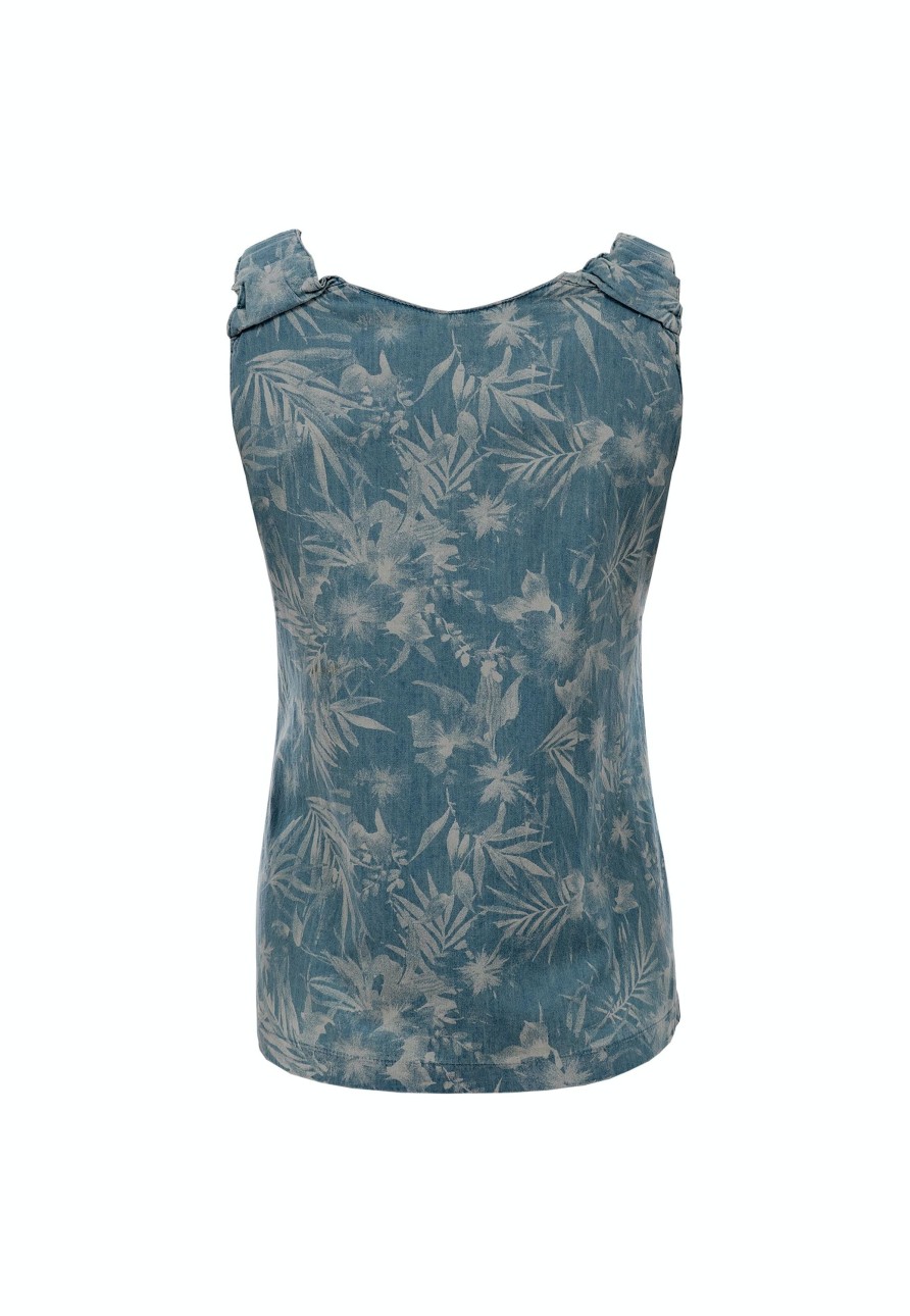 Damen Soquesto | Soquesto Bluse Lisanne Blue Denim Flower