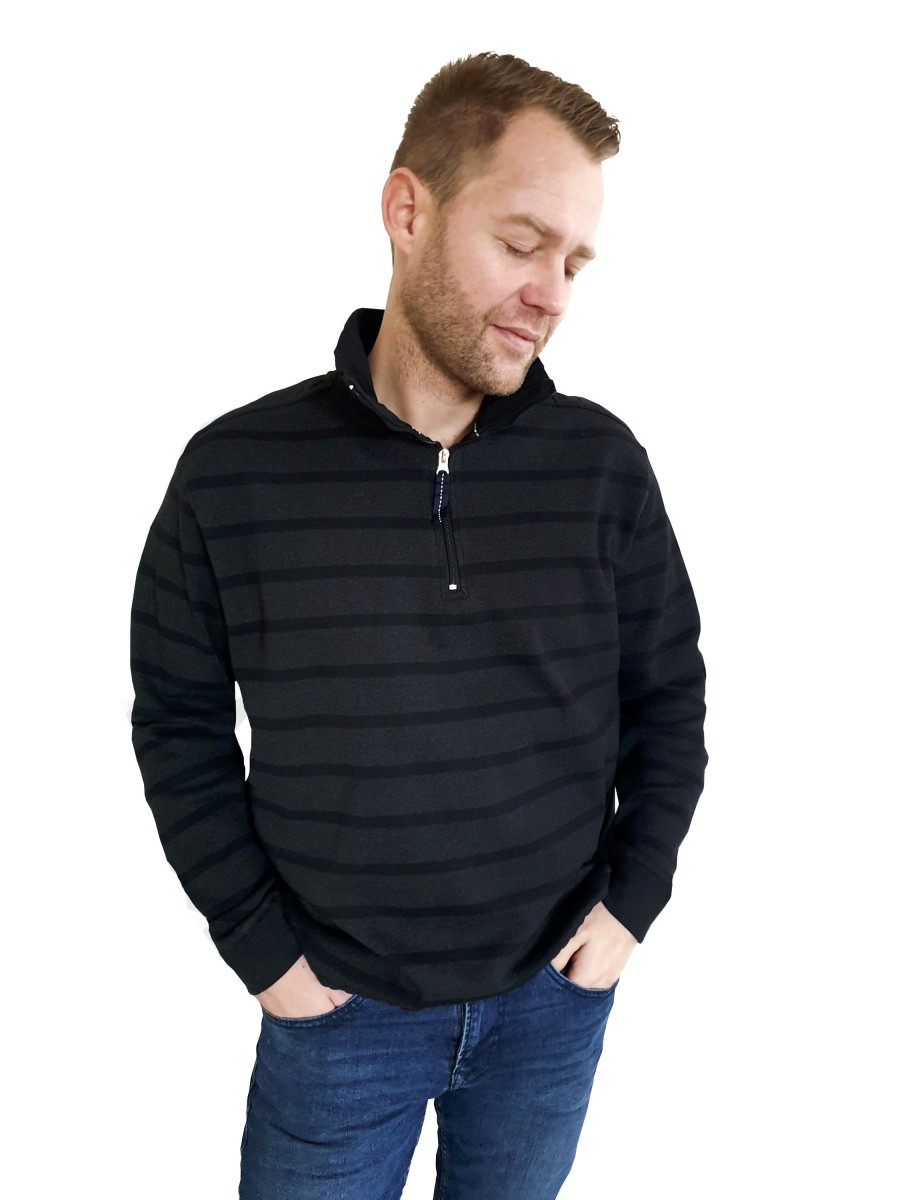 Herren Kera Collection | Kera Collection Pullover Striped Black