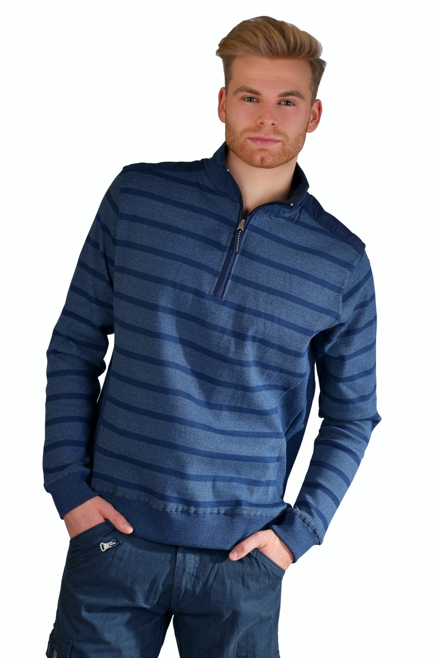 Herren Kera Collection | Kera Collection Pullover Striped Blue