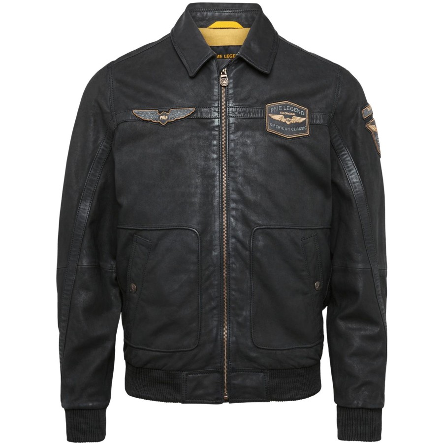 Herren PME Legend | Pme Legend Leder Bomberjacket Summer Hudson 2.0 Sh Moonless Night