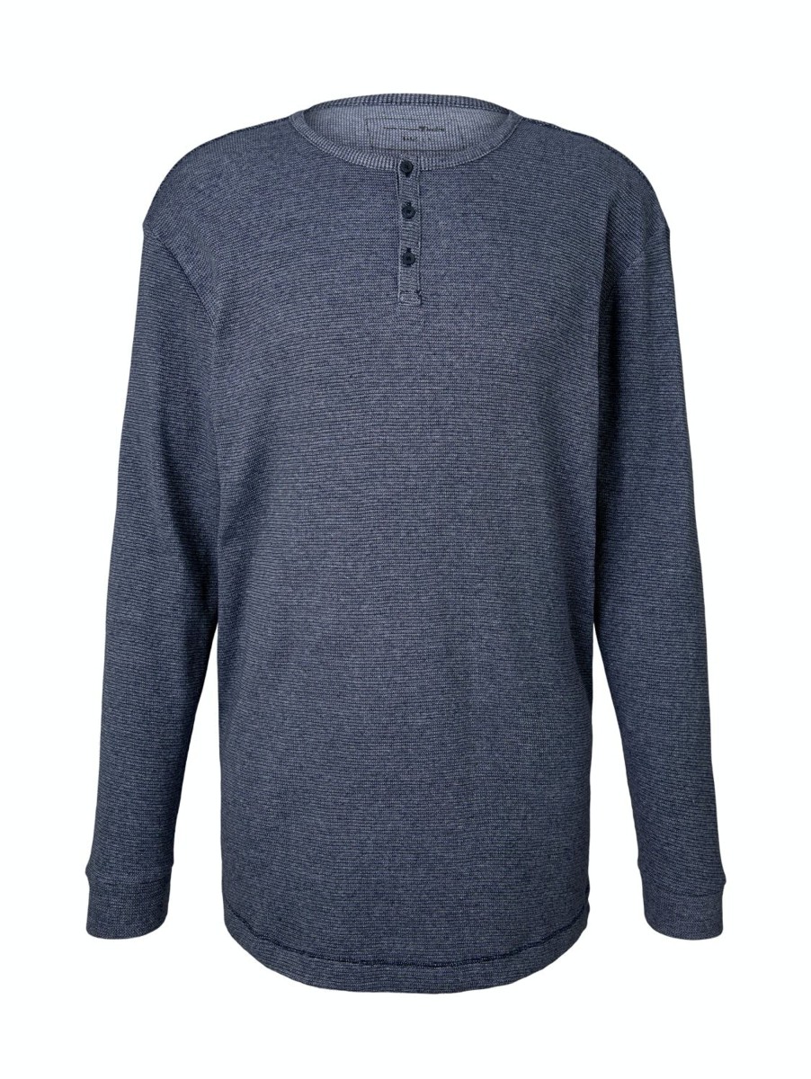 Herren Tom Tailor Denim | Tom Tailor Pullover Henley Dark Grey