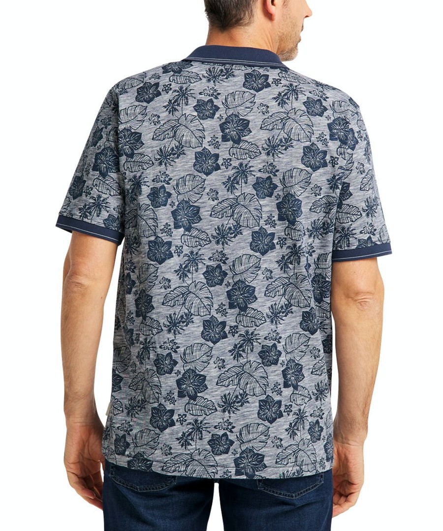 Herren Pioneer Jeans | Pioneer Polo Dark Indigo Flower Indigo Blau