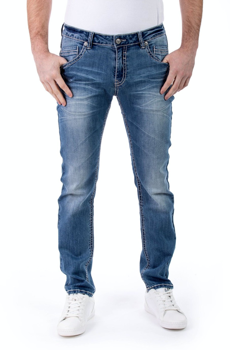 Herren Blue MonBest | Blue Monkey Jeans Freddy 4588 Slim Fit Bleached Blue