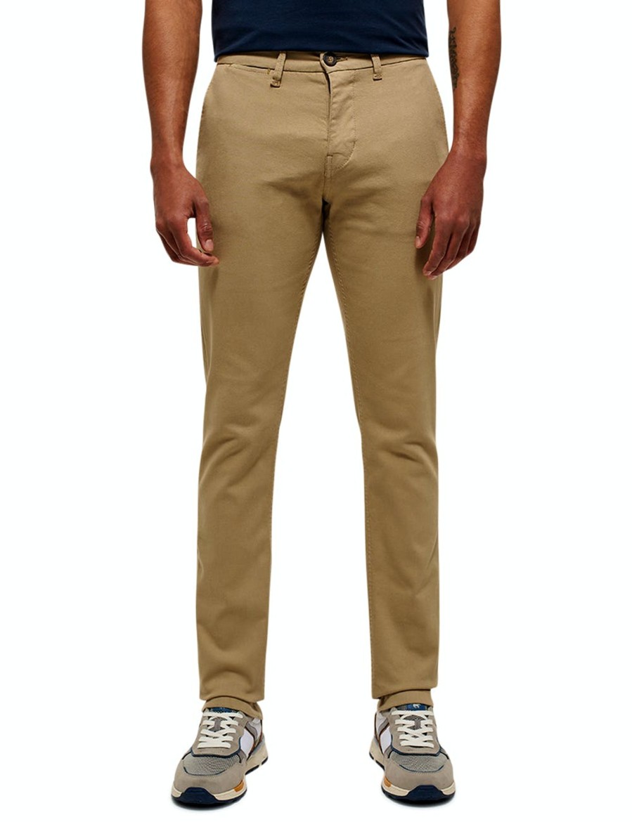 Herren Mustang | Mustang Beflex Chino Hose Extra Lang Sand