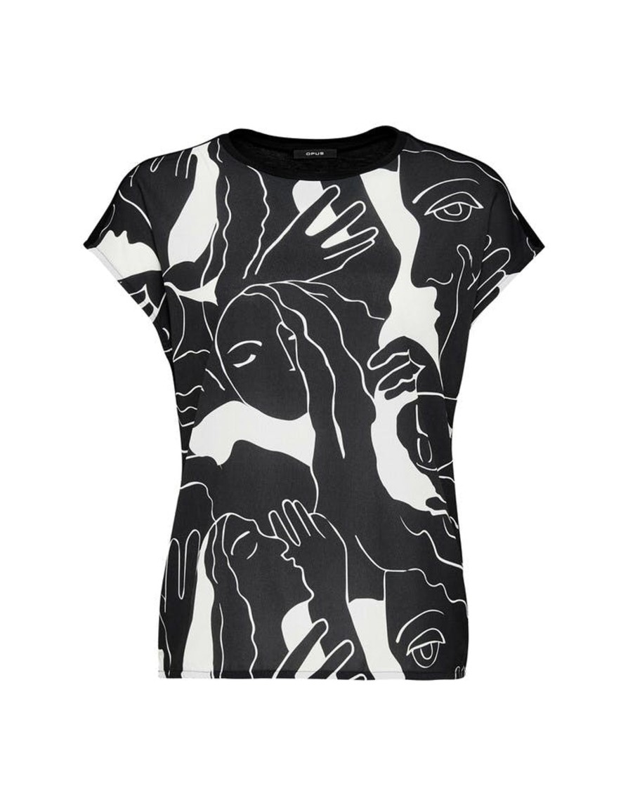 Damen Opus | Opus Shirt Sablo Print Schwarz