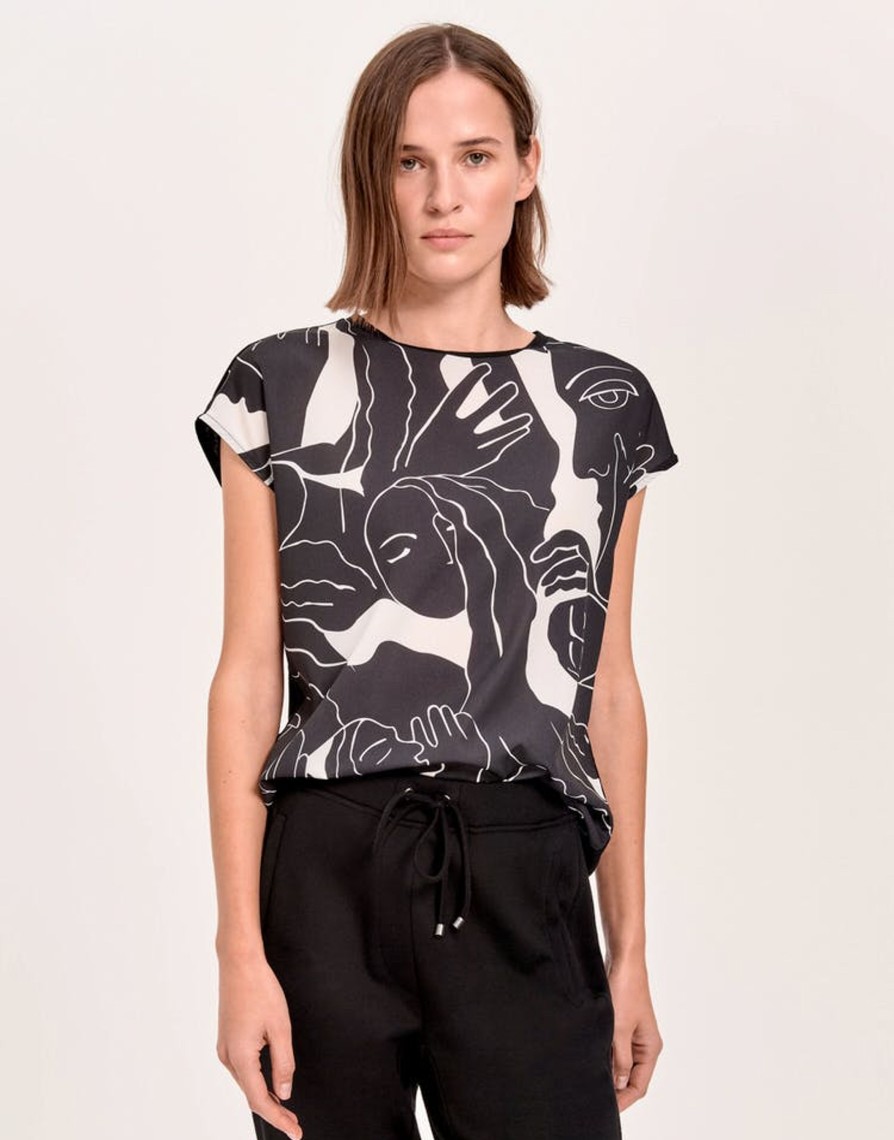 Damen Opus | Opus Shirt Sablo Print Schwarz