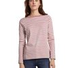 Damen Tom Tailor Denim | Tom Tailor Denim Langarmshirt Interlock Rosa Rosa/Weis