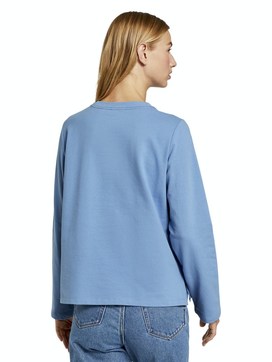 Damen Tom Tailor Denim | Tom Tailor Denim Cozy Sweatshirt Hellblau