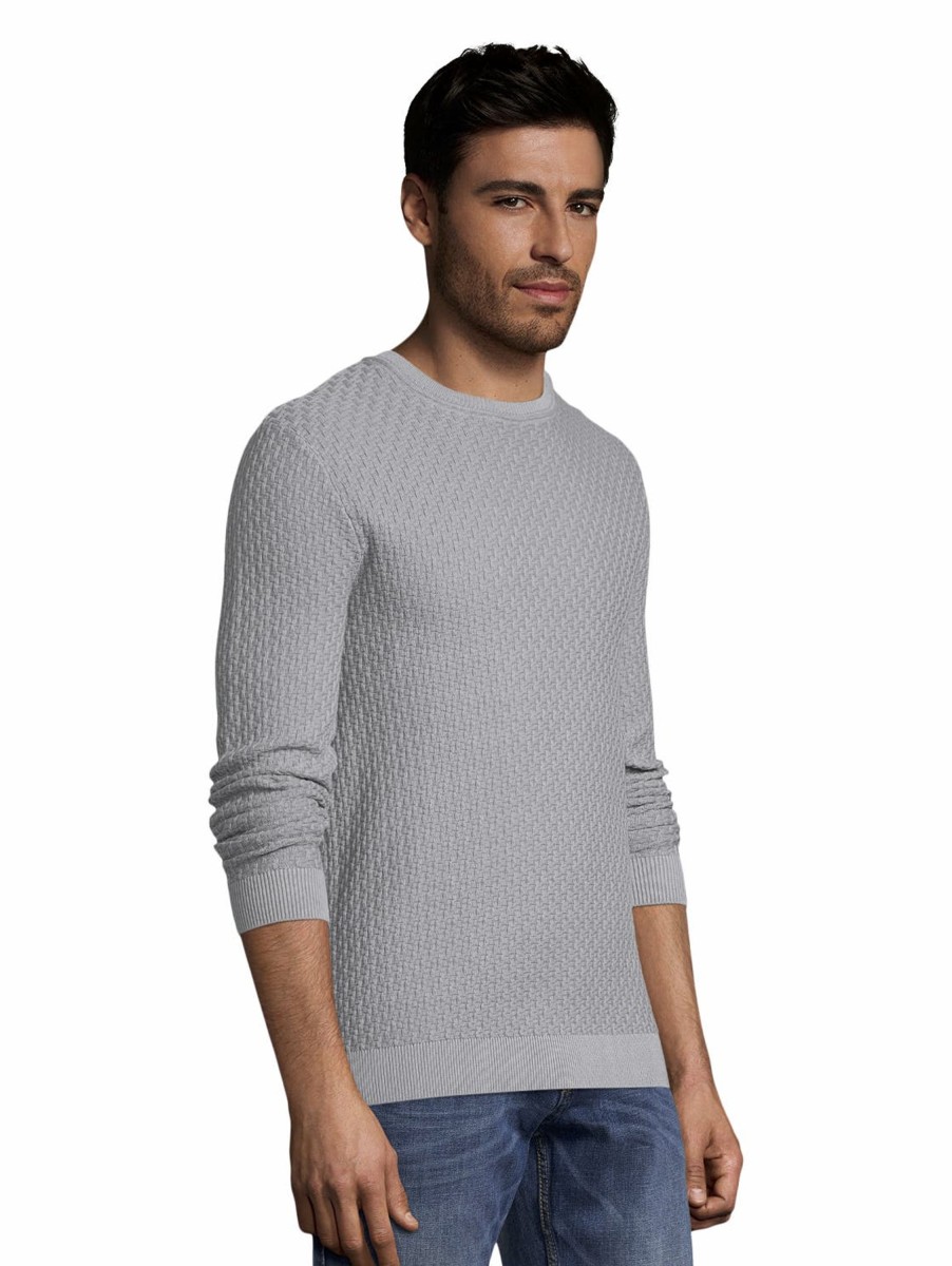 Herren Tom Tailor | Tom Tailor Pullover Structured Knit Grau