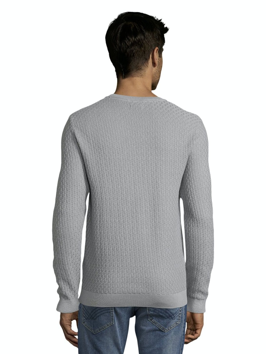 Herren Tom Tailor | Tom Tailor Pullover Structured Knit Grau