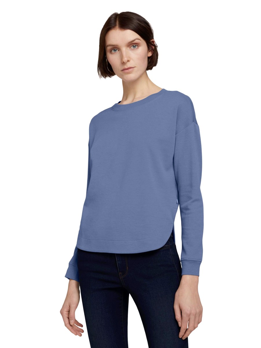 Damen Tom Tailor Denim | Tom Tailor Denim Pullover Hem Blau