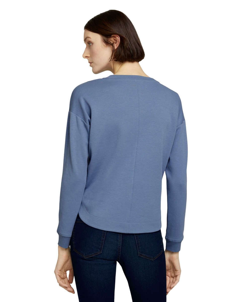 Damen Tom Tailor Denim | Tom Tailor Denim Pullover Hem Blau