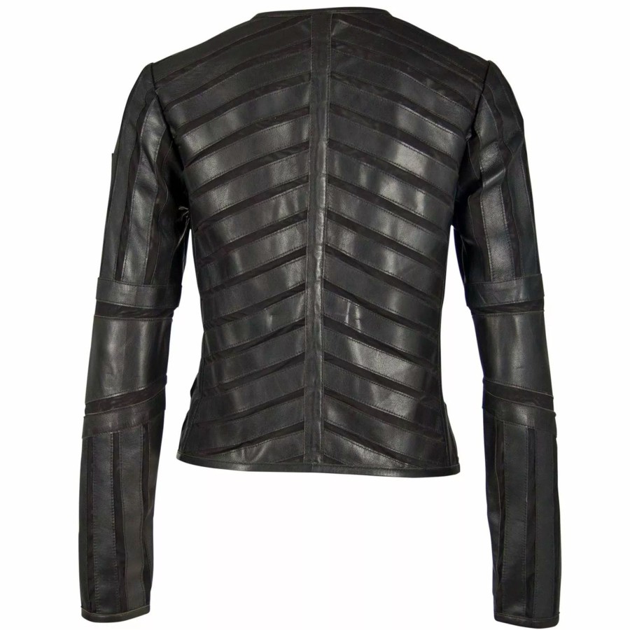 Damen Gipsy | Gipsy Damen Lederjacke Ggsuri In Black Mit Mesh-Einsu00E4Tzen