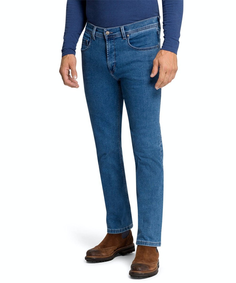 Herren Pioneer Jeans | Pioneer Jeans Rando Megaflex Regular Fit Stonewash Extra Lang Blue Stonewash