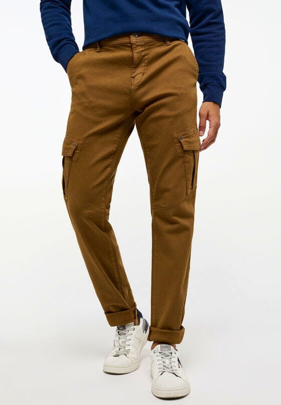 Herren Mustang | Mustang Cargo Chino Hose Regular-Fit Extra Lang Brown