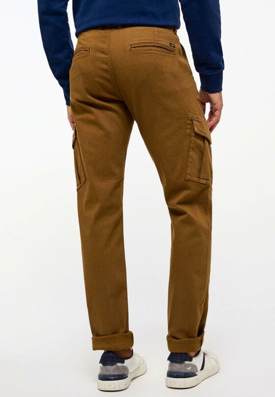 Herren Mustang | Mustang Cargo Chino Hose Regular-Fit Extra Lang Brown