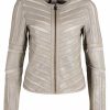 Damen Gipsy | Gipsy Damen Lederjacke Ggsuri In Silver Grey Mit Mesh-Einsu00E4Tzen