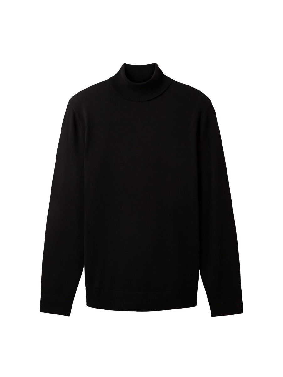 Herren Tom Tailor | Tom Tailor Rollkragenpullover Basic Black