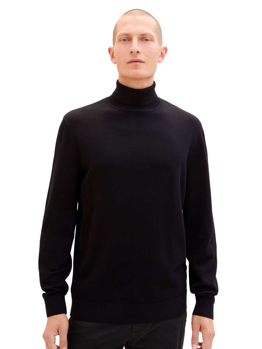 Herren Tom Tailor | Tom Tailor Rollkragenpullover Basic Black