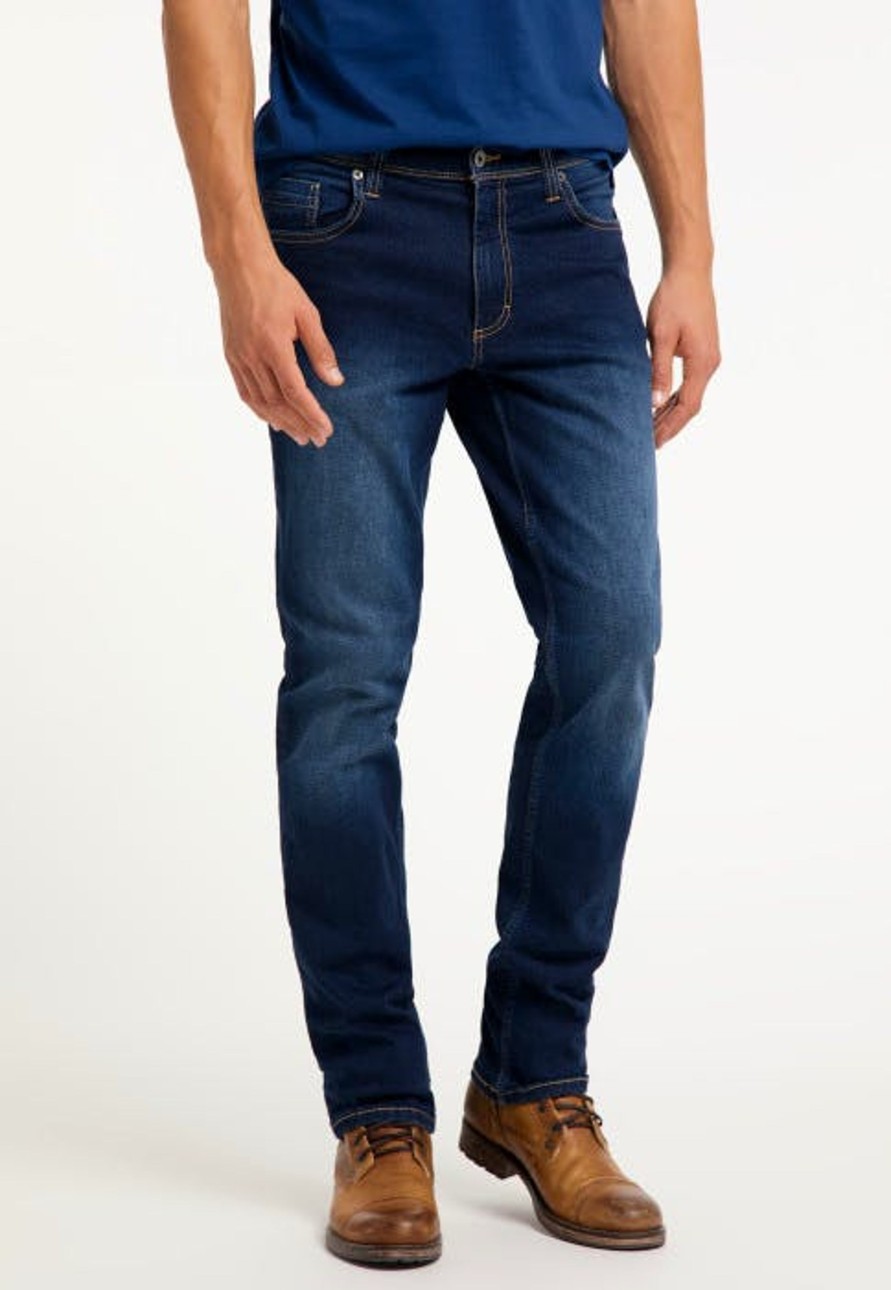 Herren Mustang | Mustang Jeans Washington Slim Extra Lang Blue Denim